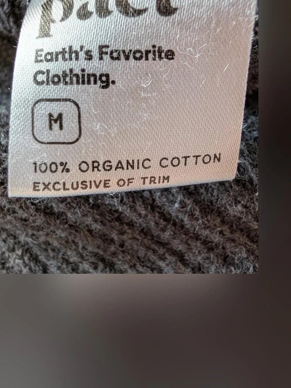PACT Organic Cotton Chunky Knit Cropped Boxy Sweater Charcoal Grey Medium